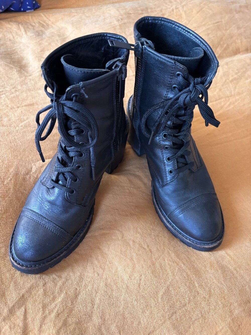 Combat Boots Thursday Boot Co Black Leather Heel 9